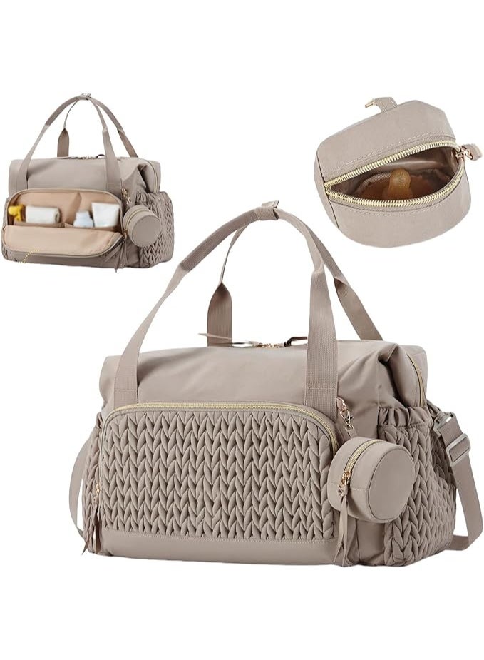 حقيبة حفاضات كبيرة السعة، حقيبة سفر للأمومة مع حامل مصاصة وسادة تغيير، منظم متعدد الوظائف للأم والأب - Image 1