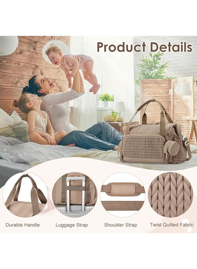 حقيبة حفاضات كبيرة السعة، حقيبة سفر للأمومة مع حامل مصاصة وسادة تغيير، منظم متعدد الوظائف للأم والأب - Image 4