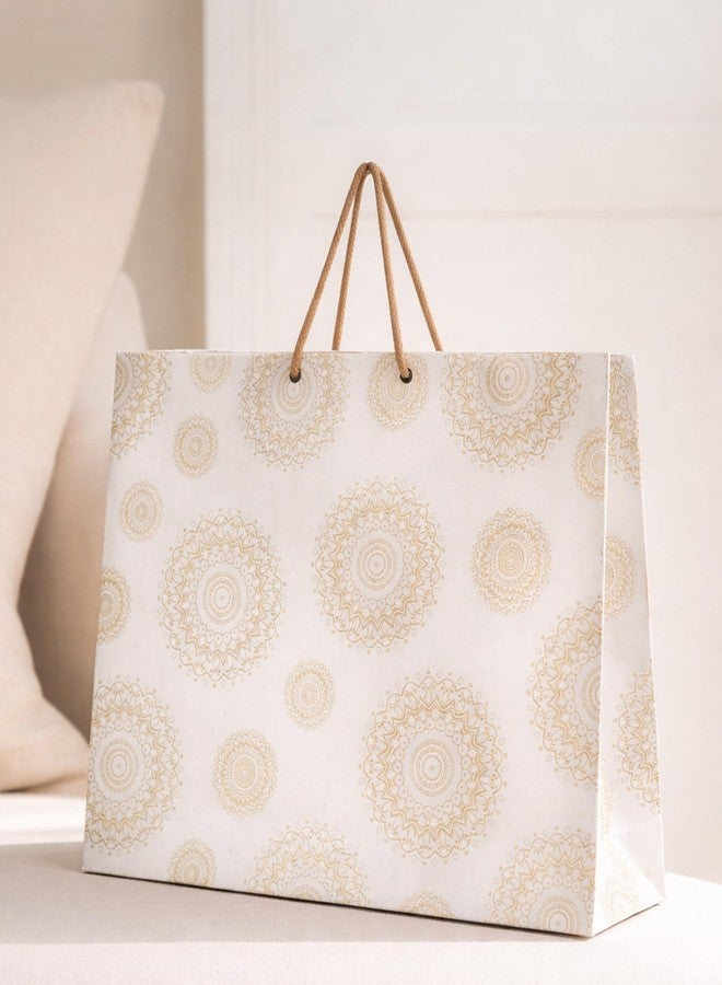 KOSY Paper Gift Bag for Gifting Eco Friendly Reusable Printed Paper Carry Bag with Gold Mandala Designer Pattern Durable Lightweight Large Size for Chocolates Jewelry Accessories Pack of 10 - Image 1