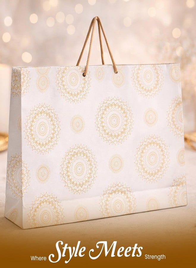 KOSY Paper Gift Bag for Gifting Eco Friendly Reusable Printed Paper Carry Bag with Gold Mandala Designer Pattern Durable Lightweight Large Size for Chocolates Jewelry Accessories Pack of 10 - Image 4
