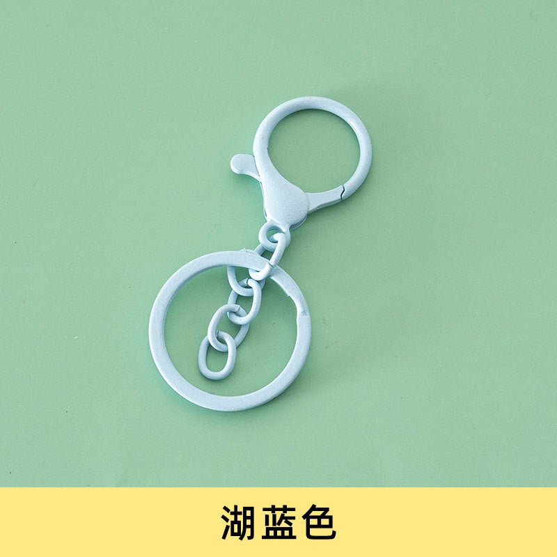 Enamel Lobster Clasp Keychain Set Metal Key Ring DIY Jewelry Accessories Aqua 