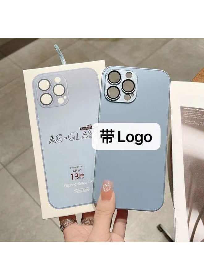 Generic Model For Iphone 14 Frosted Glass Phone Case One-piece Lens Film For Iphone 13promax 15 Digital Computer Protective Cover-Color:Far Front Blue-Applicable Model:For Iphone11PRO  - Image 1
