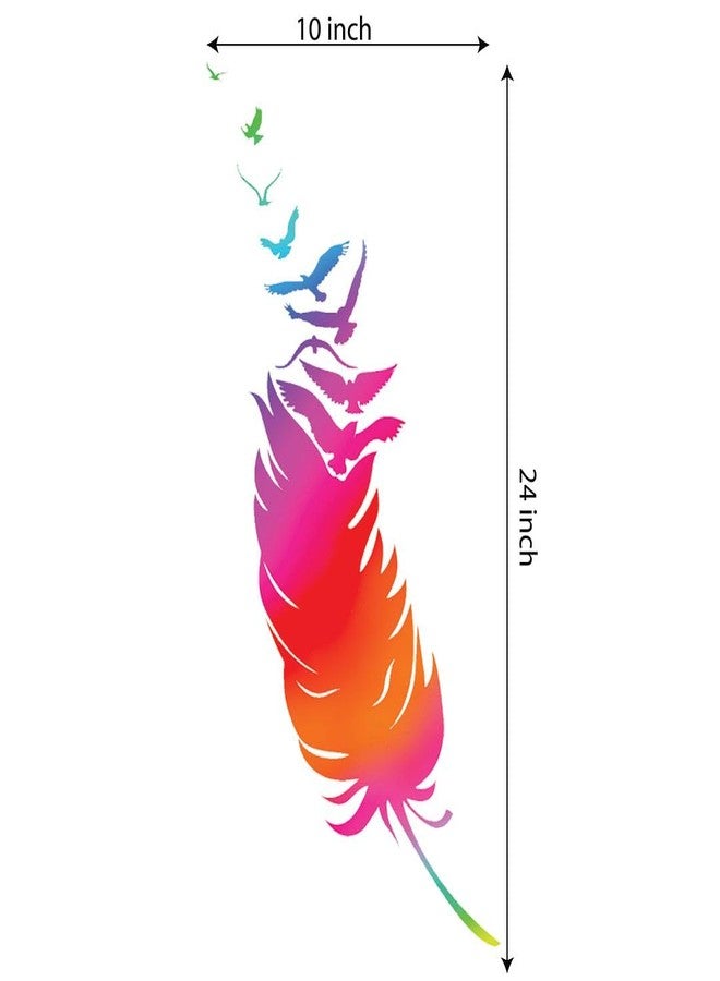 CVANU Pink-Orange Feather Vinyl Self-Adhesive Wall Sticker Decal for Wall Decoration (24inX10in)_F174 - Image 4