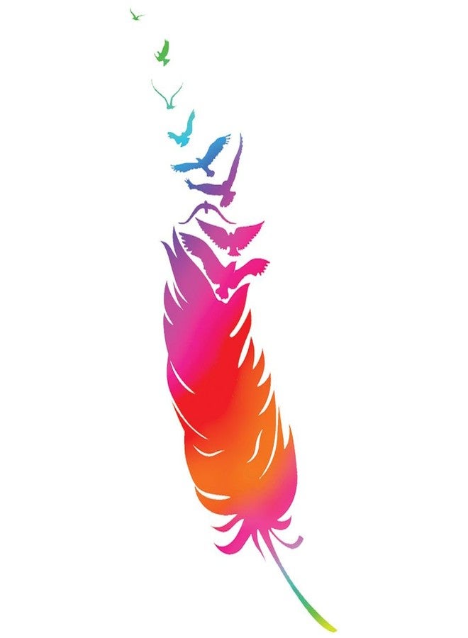 CVANU Pink-Orange Feather Vinyl Self-Adhesive Wall Sticker Decal for Wall Decoration (24inX10in)_F174 - Image 2