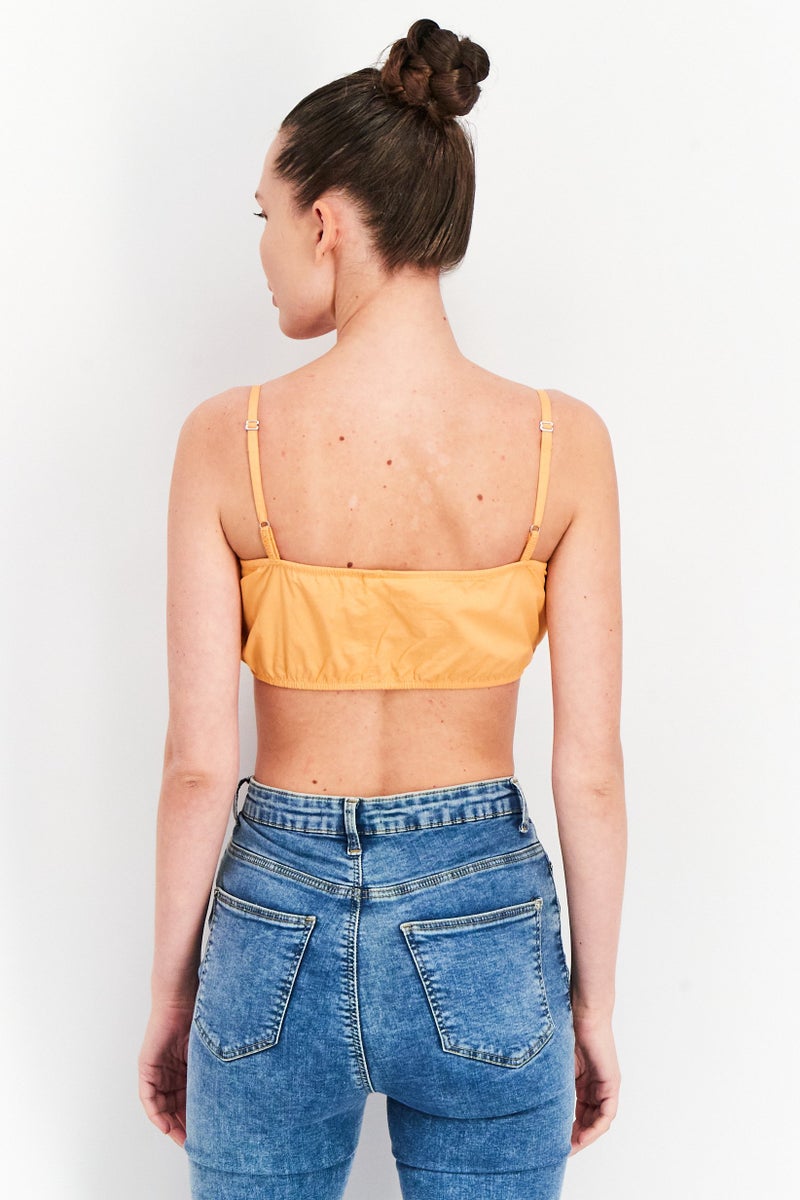 Weekday Women Square Neck Sleeveless Crop Top, Orange - Image 3