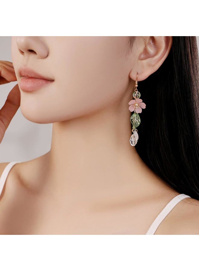 ecozran Daisy Flower Earrings for Women, Cute Sunflower Small Dangle Drop Earrings Gold Minimal Vintage Daisy Flower Hook Earrings Statement Jewelry Gift for Women Sweet Earrings（D-Pink1）, Samll, - Image 4