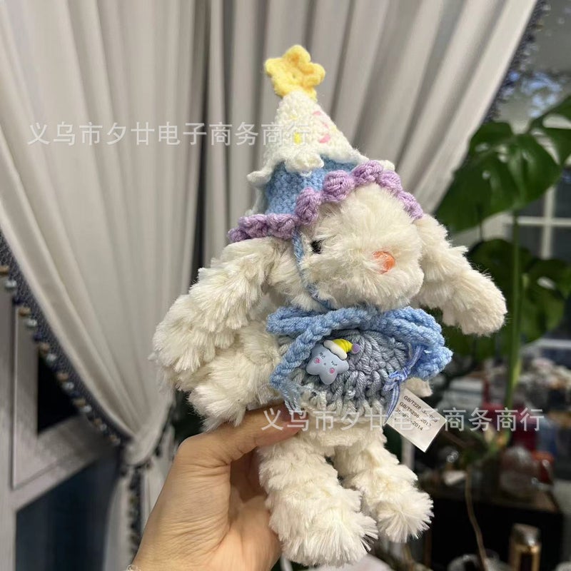 [Skirt Princess Series] Han ins Bonnie Rabbit Handmade Keychain Bag Pendant Doll Gift Blind Box Batch Princess peacock with blue bib