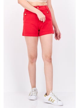 Women Solid Denim Shorts, Red - pzsku/ZD37A2B651927630516CDZ/45/_/1737642069/3e01455d-089d-4524-9f17-b2147474facb