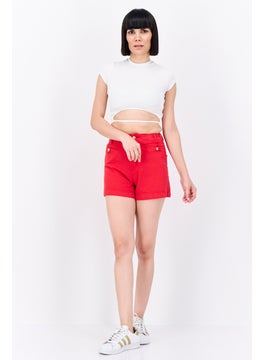 Women Solid Denim Shorts, Red - pzsku/ZD37A2B651927630516CDZ/45/_/1737642129/212a9646-0a9e-43de-b5fb-0748410aec85