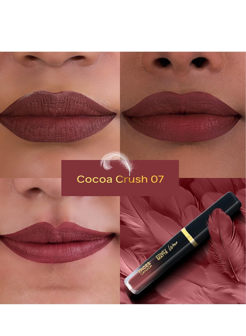 Facescanada فيس كندا أحمر شفاه سائل مريح غير لامع - كاكاو كراش 07، 3.8 مل | تطبيق بلمسة واحدة | صبغة عالية | ارتداء مريح | ينزلق بسلاسة | يدوم طويلاً | مقاوم للنقل - Image 3