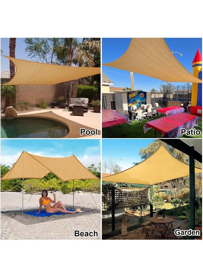 HASTHIP® Rectangle Sun Shade Sail, 2x3m Breathable Waterproof UV Protection Shade Roof Cover, Portable Durable Sun Shade Sail, Awning Shelter with Fixing Kit, Large Sand Shade for Patio, Deck, Porch - Image 5