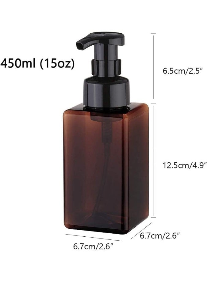 2 Pcs Foaming Soap Dispenser, Hand Foam Soap Dispenser, 450Ml Refillable Pump Plastic Bottle, Large Capacity, Save Soap, Easy to Use, for Liquid Soap, Shampoo, Body Wash, Brown - Image 2