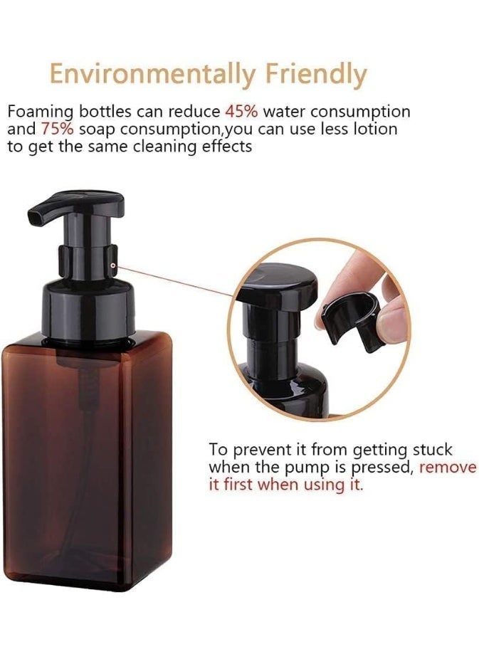 2 Pcs Foaming Soap Dispenser, Hand Foam Soap Dispenser, 450Ml Refillable Pump Plastic Bottle, Large Capacity, Save Soap, Easy to Use, for Liquid Soap, Shampoo, Body Wash, Brown - Image 4