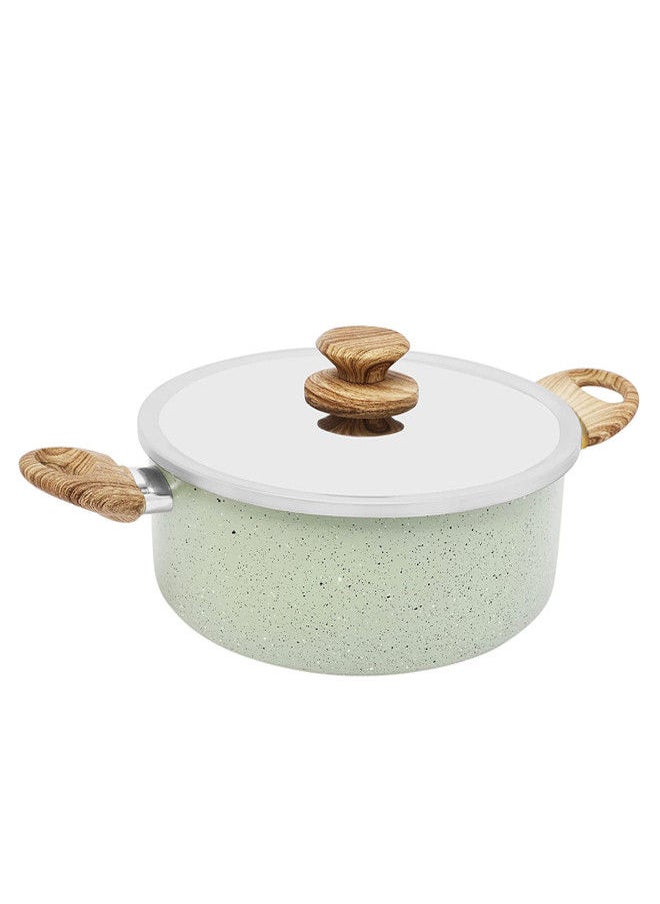 Trust Non-Stick Aluminum Cooking Pot With Aluminum Lid With Soft Touch Wood Handle Light Green/Brown/Silver  - Image 1