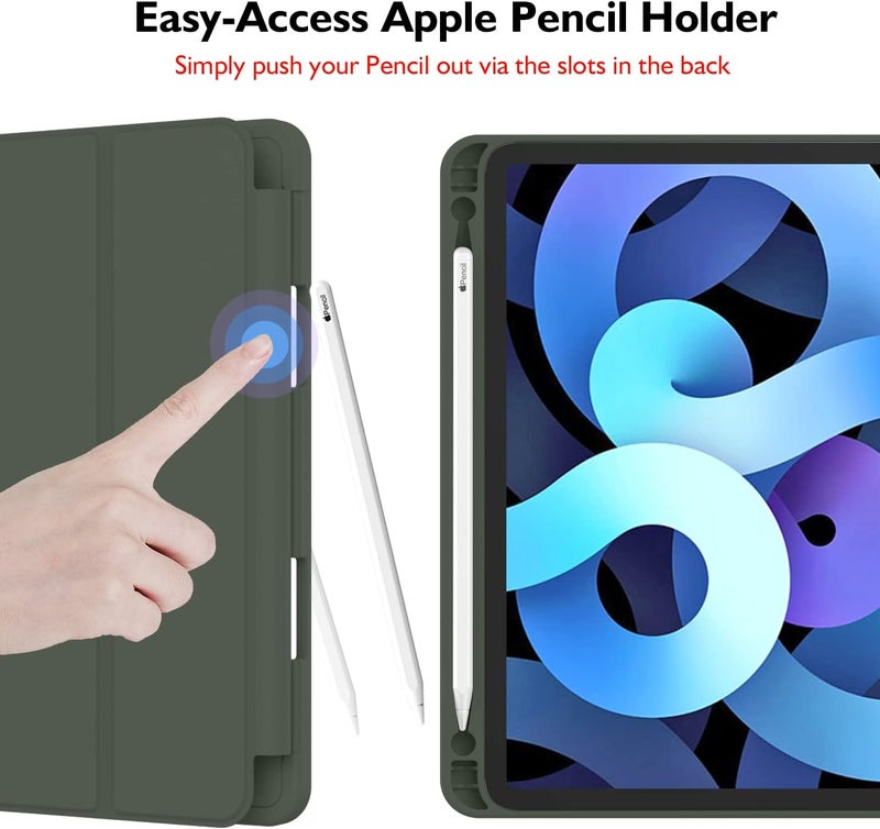 iMieet iPad Air 11 Inch Case M3(2025) / M2 (2024), iPad Air 5th/4th Generation Case 2022/2020 10.9 Inch with Pencil Holder,Trifold Stand Smart Case with Soft TPU Back(Dark Green) - Image 3