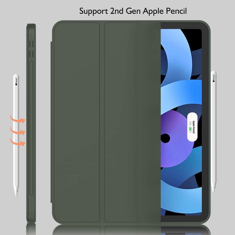 iMieet iPad Air 11 Inch Case M3(2025) / M2 (2024), iPad Air 5th/4th Generation Case 2022/2020 10.9 Inch with Pencil Holder,Trifold Stand Smart Case with Soft TPU Back(Dark Green) - Image 2