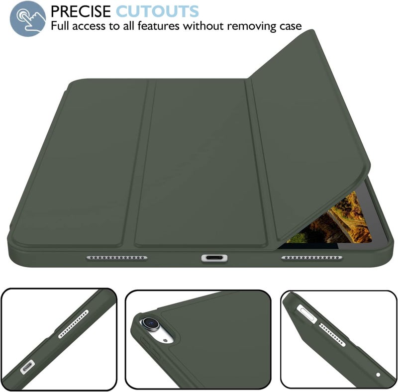 iMieet iPad Air 11 Inch Case M3(2025) / M2 (2024), iPad Air 5th/4th Generation Case 2022/2020 10.9 Inch with Pencil Holder,Trifold Stand Smart Case with Soft TPU Back(Dark Green) - Image 4