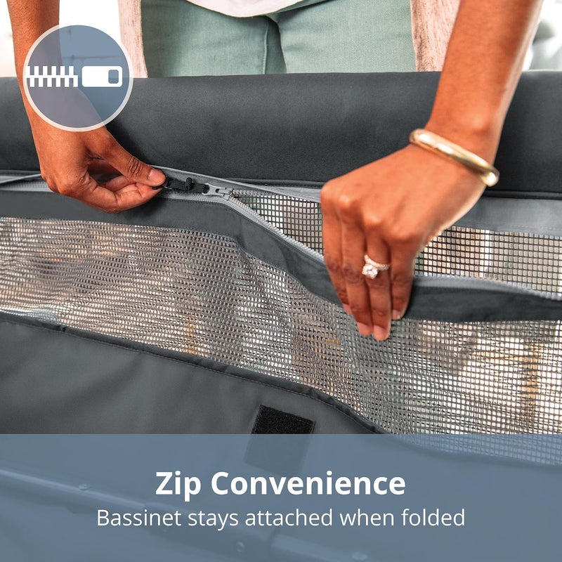Chicco سرير أطفال محمول Chicco Dash مع سرير قابل للإزالة وساحة لعب للأطفال والرضع رمادي فحمي - Image 4