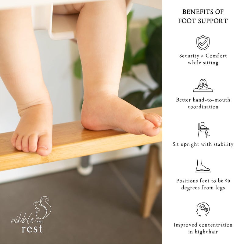 Nibble and Rest Woodsi Footsi Highchair Footrest for IKEA Antilop, Bamboo Wooden Footrest, Height Adjustable, High Chair Accessories,Suitable Footstool with Rounded Corners - Image 4