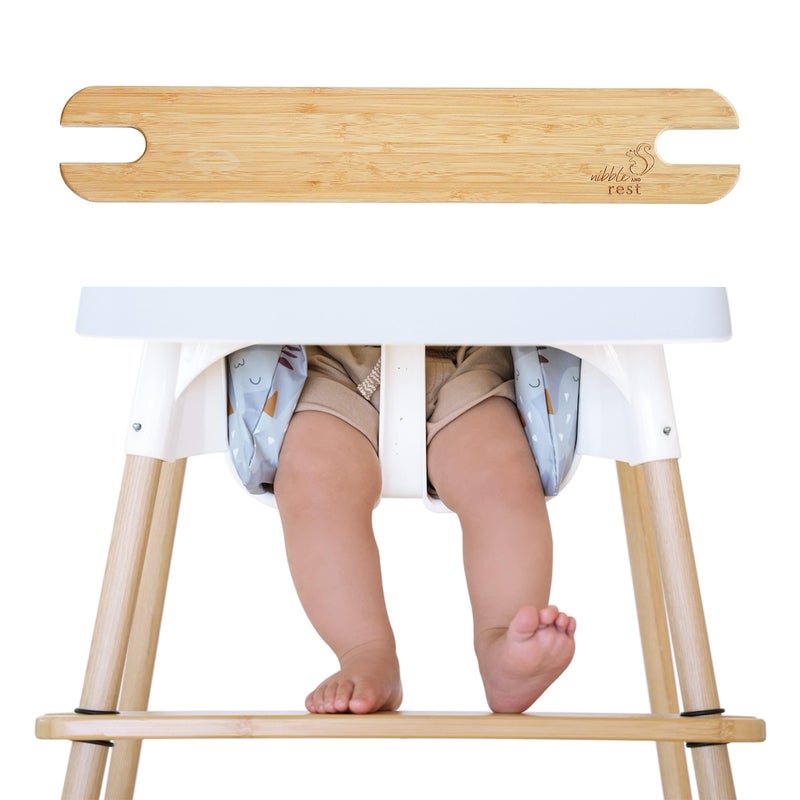 Nibble and Rest Woodsi Footsi Highchair Footrest for IKEA Antilop, Bamboo Wooden Footrest, Height Adjustable, High Chair Accessories,Suitable Footstool with Rounded Corners - Image 1