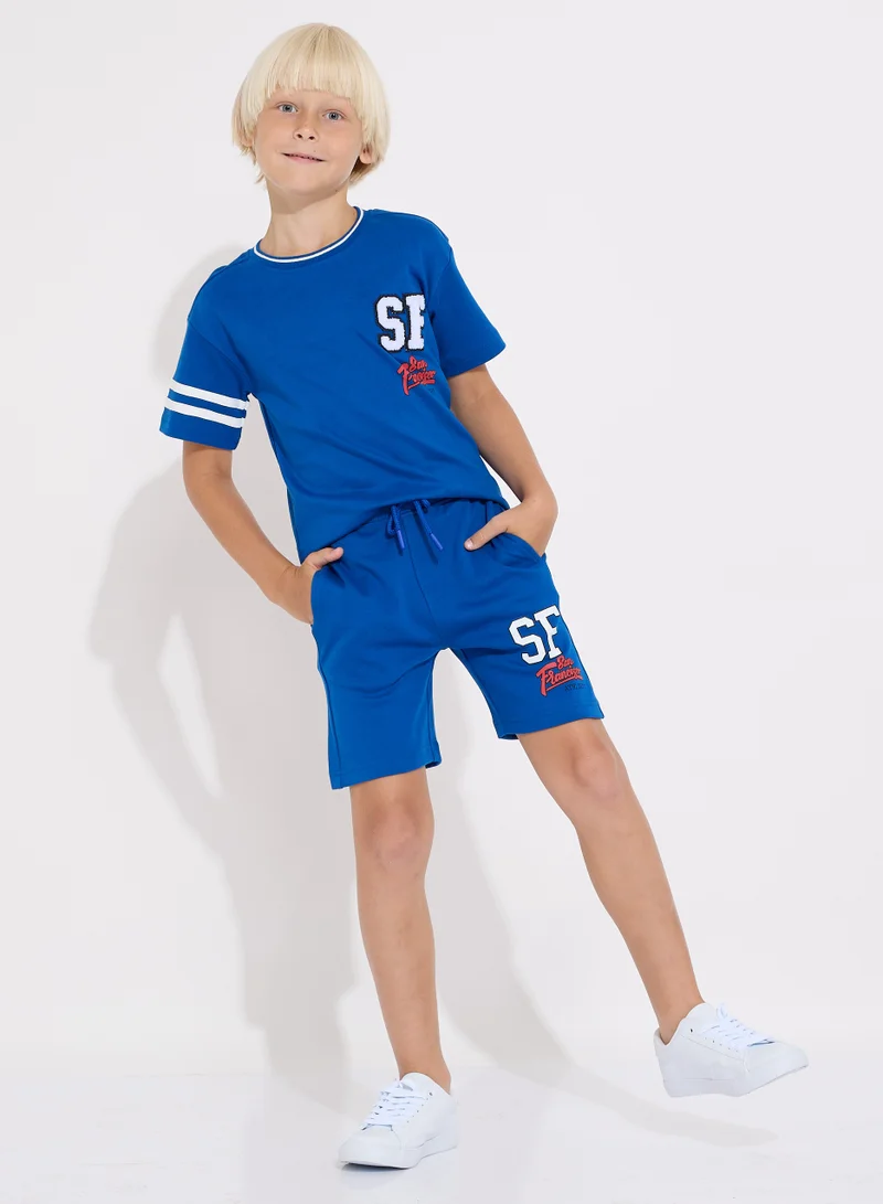 victor and jane Boys' Summer Outfit Set: 2-Piece T-Shirts & Shorts -Blue (2-8 Years)
