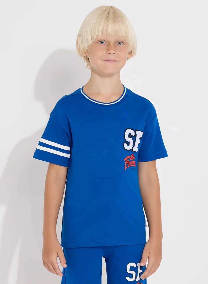 victor and jane Boys' Summer Outfit Set: 2-Piece T-Shirts & Shorts -Blue (2-8 Years)