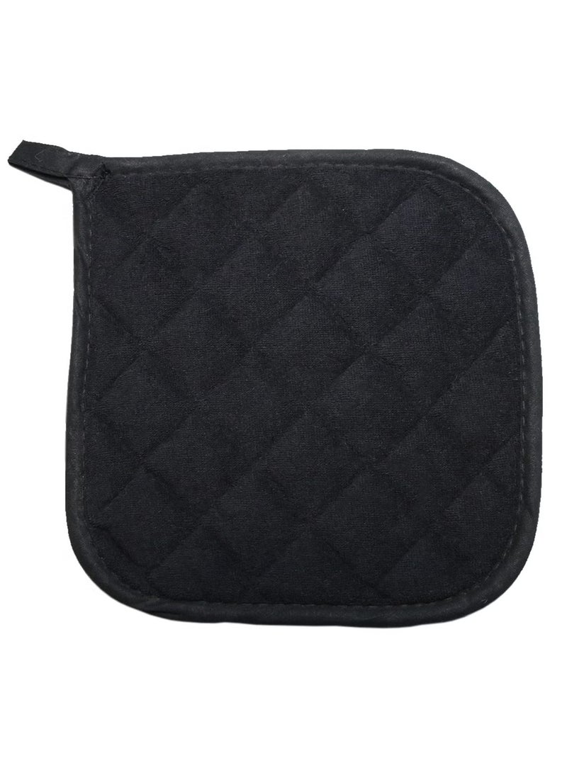 LUBUFAN 5 PCS Pot Holders for Kitchen, Cotton Potholers with Great Heat Resistance, Hot Pads, Trivets for Cooking and Baking (Black) - Image 2