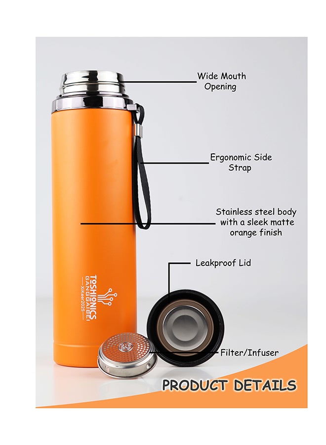 توشيونيكس قارورة حرارية مفرغة من الفولاذ المقاوم للصدأ مزدوجة الطبقات سعة 1000 مل - ترمس معزول مزدوج الجدار ساخن وبارد - بطانة داخلية SUS316، وغطاء SUS304، قارورة مانعة للتسرب وخالية من مادة BPA - قارورة مشروبات ساخنة وباردة للبالغين والأطفال - حاوية شرب للمنزل والمكتب والمدرسة والسفر والأنشطة الخارجية والتخييم والسفر والرحلات، قارورة مياه شرب سعة 32 أونصة - Image 2