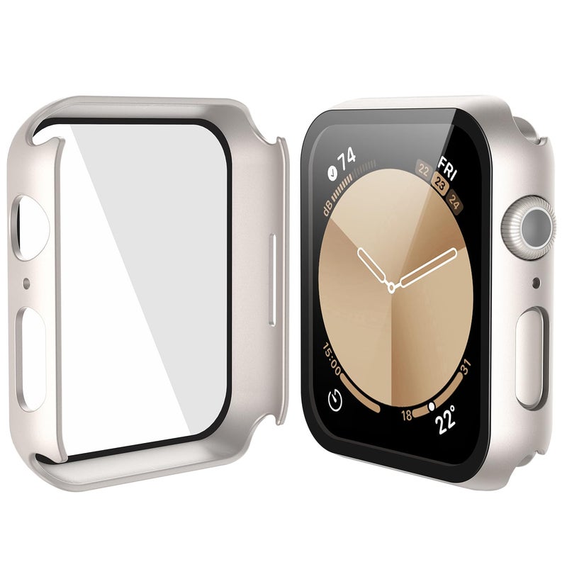 Misxi 2 Pack Hard PC Case with Tempered Glass Screen Protector Compatible with Apple Watch SE 3 (2025) SE 2 SE Series 6 Series 5 Series 4 44mm, Anti-Drop Scratch Resistant Cover for iWatch, Starlight - Image 5