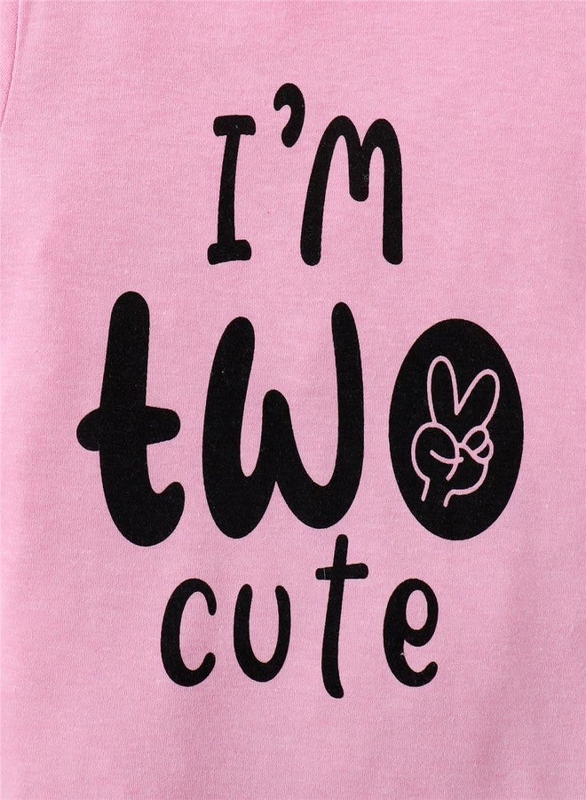 CPEI Toddler Girl 2nd Birthday Outfits,Im Two Cute Shirt+Tutu Skirt,Girl 2 Years Old Birthday Clothes (Pink, 2T) - Image 3