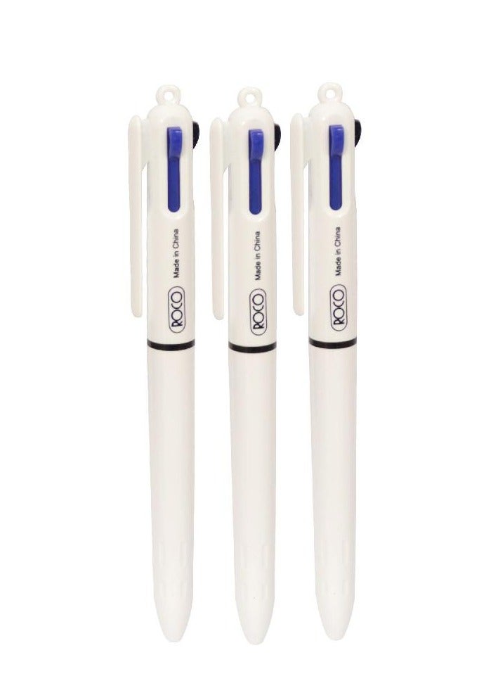 ROCO 3-in-1 Multi-Function Ballpoint Pen, Black/Blue/Red Ink, 1 mm, Set of 3 Pens - Image 2