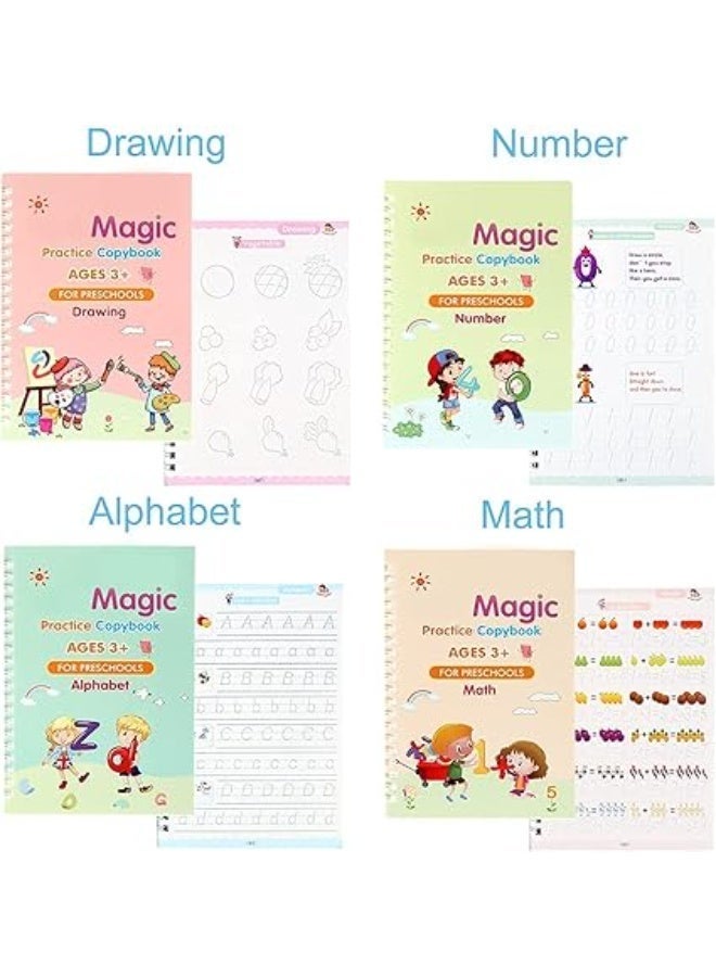 Magic Reusable Copybook Set for Kids Handwriting and Drawing Practice 4 Books with Pen and 10 Refills English Writing Workbook Early Learning Educational Kit - Image 5