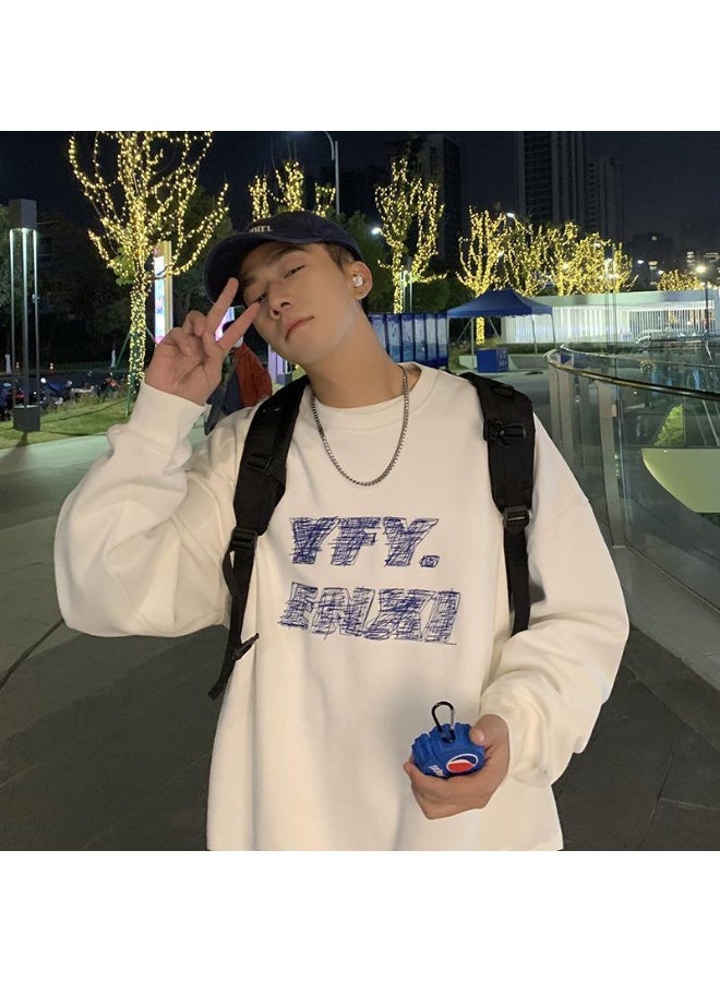 KUYING New Round Neck Retro Printed Hooded Sweatshirt - Image 1