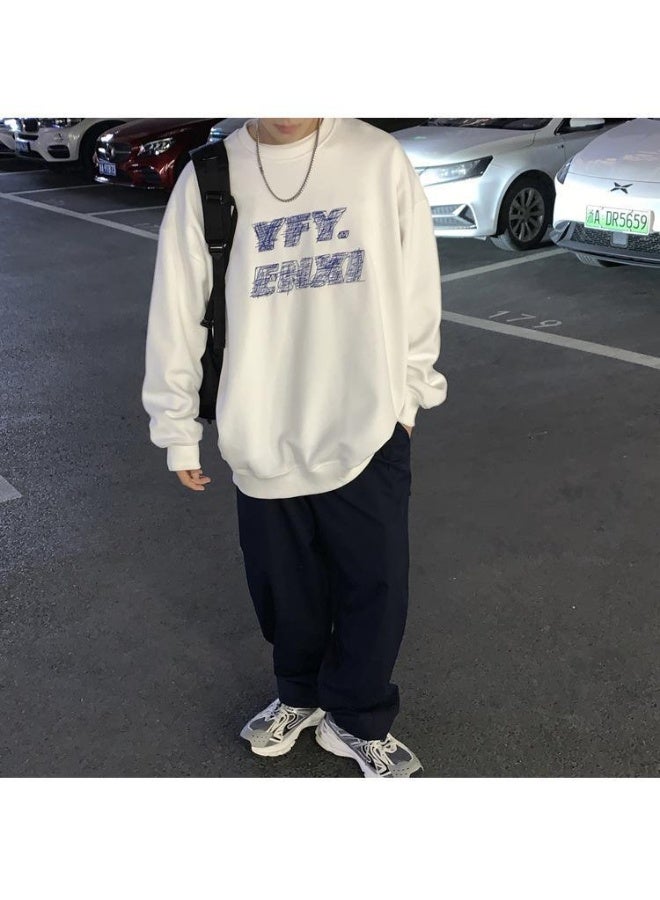 KUYING New Round Neck Retro Printed Hooded Sweatshirt - Image 4