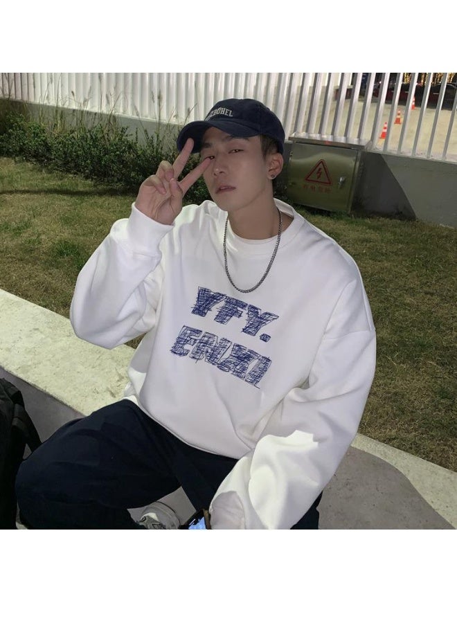 KUYING New Round Neck Retro Printed Hooded Sweatshirt - Image 2