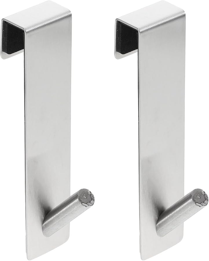 2 Pack Stainless Steel Over Door Hooks No Drill Towel Robe Coat Hooks For Bathroom Bedroom - Image 1