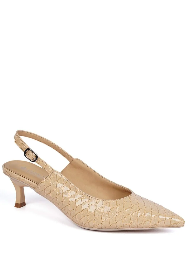 Cuple Sling back Snake print Pumps