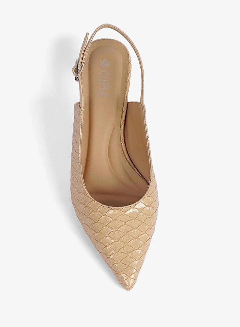Cuple Beige snake Sling back Snake print Pumps for Women | Best Price UAE