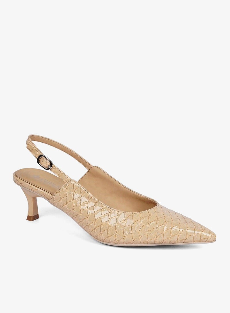 Cuple Sling back Snake print Pumps - Image 2