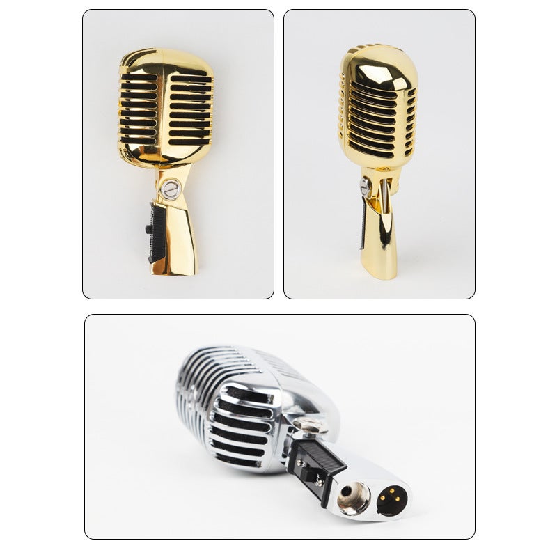 Stage Performance Classical Retro Dynamic Circle Microphone Star Stage Antique Nostalgic Metal Microphone - Image 5