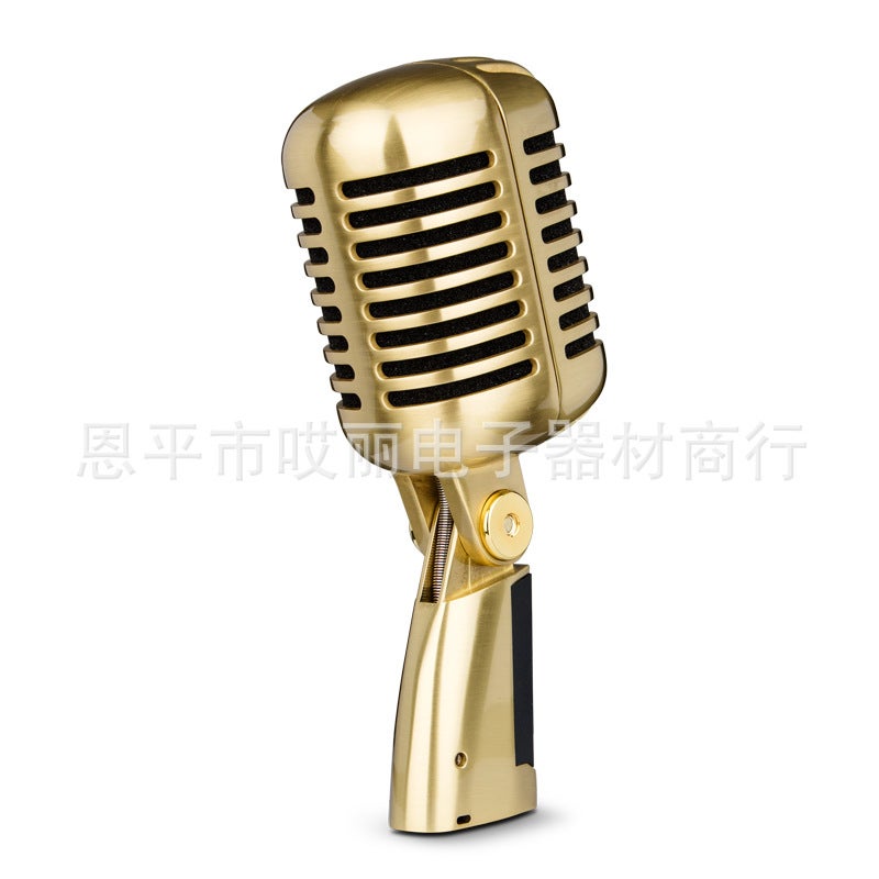Stage Performance Classical Retro Dynamic Circle Microphone Star Stage Antique Nostalgic Metal Microphone - Image 1