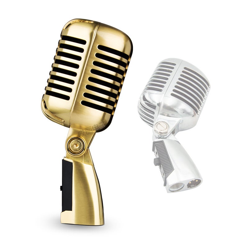 Stage Performance Classical Retro Dynamic Circle Microphone Star Stage Antique Nostalgic Metal Microphone - Image 3