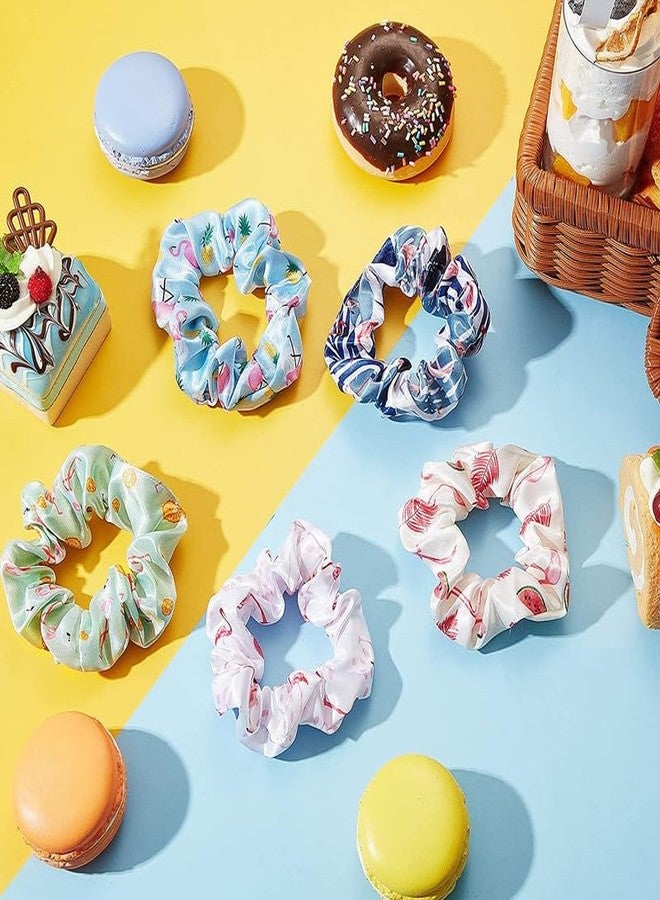 CHIROGRAPHY 12 Pieces Flamingo Hair Scrunchies Tropical Scrunchies Pineapple Hair Scrunchies Hawaii Scrunchies Rainforest Elastic Hair Band Tier Scrunchies for Women Girls Hair Accessories Hair Ties - Image 4