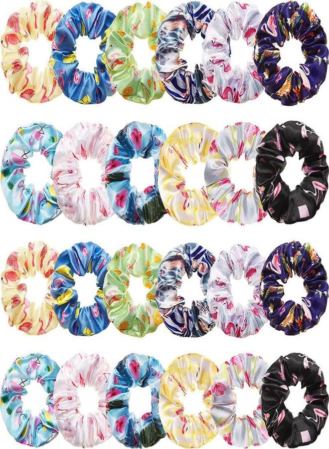 CHIROGRAPHY 12 Pieces Flamingo Hair Scrunchies Tropical Scrunchies Pineapple Hair Scrunchies Hawaii Scrunchies Rainforest Elastic Hair Band Tier Scrunchies for Women Girls Hair Accessories Hair Ties - Image 1