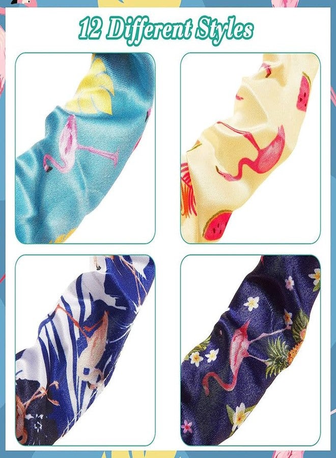 CHIROGRAPHY 12 Pieces Flamingo Hair Scrunchies Tropical Scrunchies Pineapple Hair Scrunchies Hawaii Scrunchies Rainforest Elastic Hair Band Tier Scrunchies for Women Girls Hair Accessories Hair Ties - Image 3