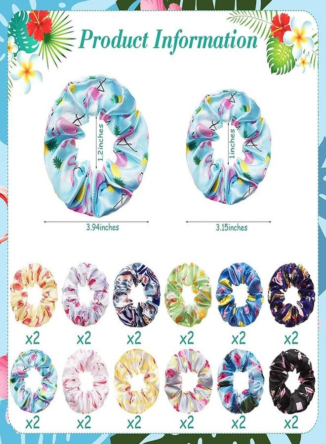 CHIROGRAPHY 12 Pieces Flamingo Hair Scrunchies Tropical Scrunchies Pineapple Hair Scrunchies Hawaii Scrunchies Rainforest Elastic Hair Band Tier Scrunchies for Women Girls Hair Accessories Hair Ties - Image 2