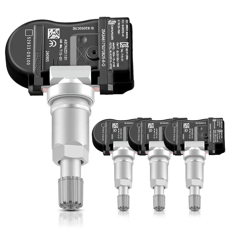 AUTOKAY مجموعة المكونة من 4 أجهزة استشعار ضغط الإطارات TPMS 52933-D4100 بتردد 433 ميجاهرتز لسيارات هيونداي إلنترا جراندور I30، بديل عن 52933D4100 52933 D4100 52933F2000 52933 F2000 52933-F2000 - Image 1