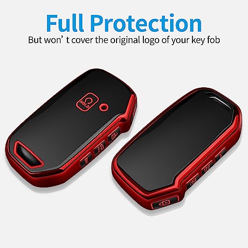 Tukellen for Kia Key Fob Cover,Special Soft TPU Key Case Cover Protector Compatible with Cerato Ceed Forte NIRO Sorento Seltos Sportage Soul Telluride Remote/Smart Key,Key Shell-Red - Image 3