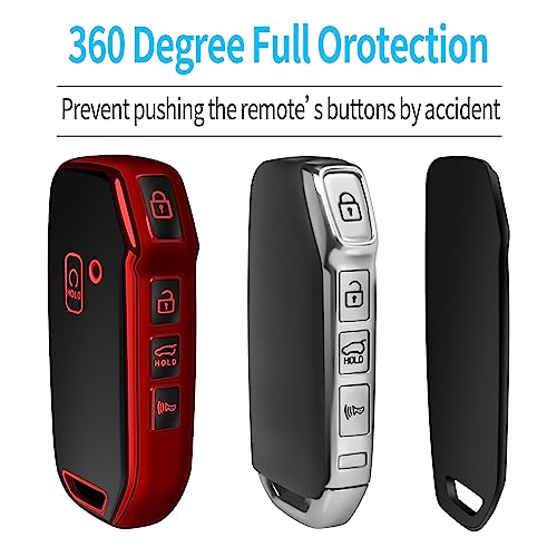 Tukellen for Kia Key Fob Cover,Special Soft TPU Key Case Cover Protector Compatible with Cerato Ceed Forte NIRO Sorento Seltos Sportage Soul Telluride Remote/Smart Key,Key Shell-Red - Image 4