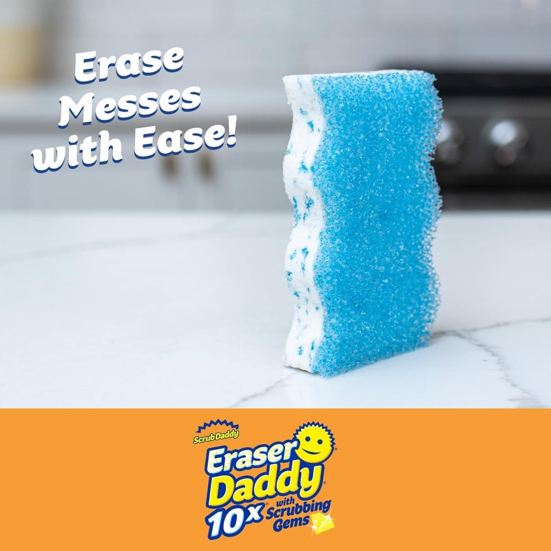 Scrub Daddy Eraser Sponge - 10x More Durable Than Traditional Erasers with Scrubbing Gems - Removes Dirt, Scuffs & Stains - Water Activated Sponge Eraser (2 Pack) - Image 1